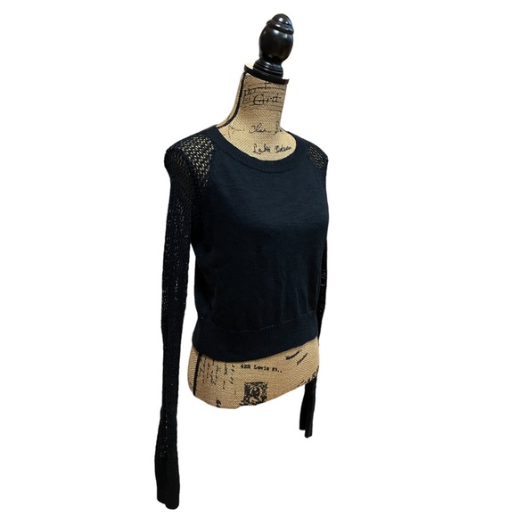 Mossimo Black Sweater with Open Knit Sleeves - Picture 3 of 7